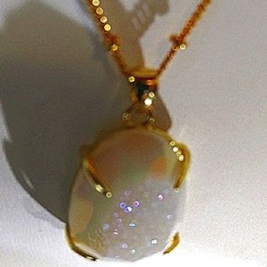 Sparkling Geode White Druzy Pendant NWOT